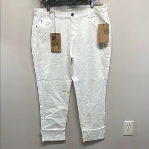 NWT Ruff Hewn True Crop White Denim Jeans Crochet Lace Pocket Detail 12